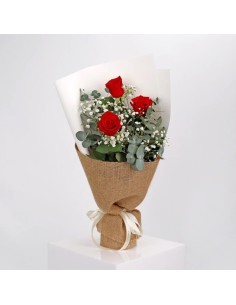Bouquet of 3 red roses | Turin Flowers