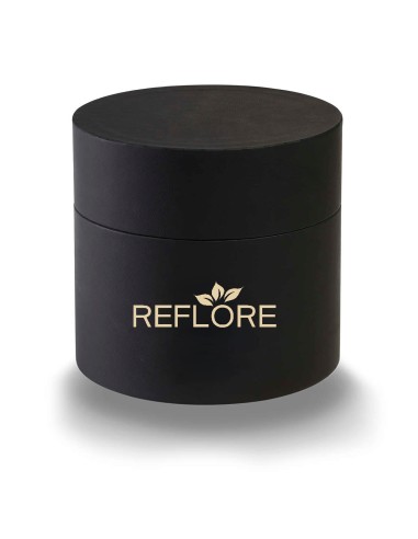 Black cylinder box with stabilized red roses