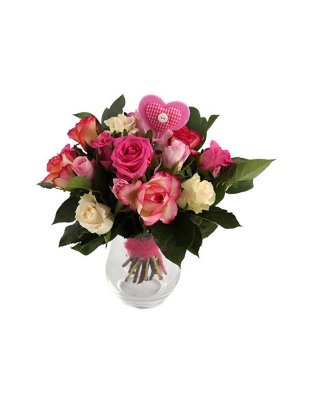 White and pink rose bouquet| Torino Fiori