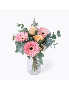 Bouquet of gerberas and roses in shades of pink |Turin Flowers