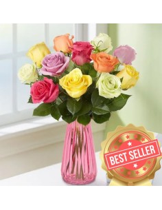 Bouquet di 9 rose miste colorate | Torino Fiori