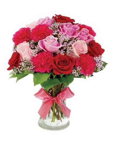 Mixed bouquet in shades of pink and red | Turin Flowers