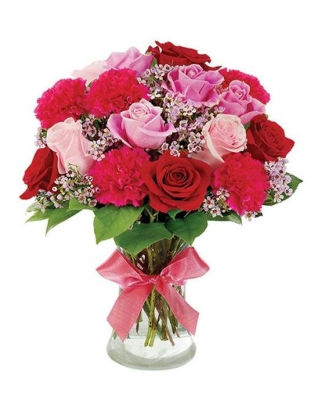 Mixed bouquet in shades of pink and red | Turin Flowers