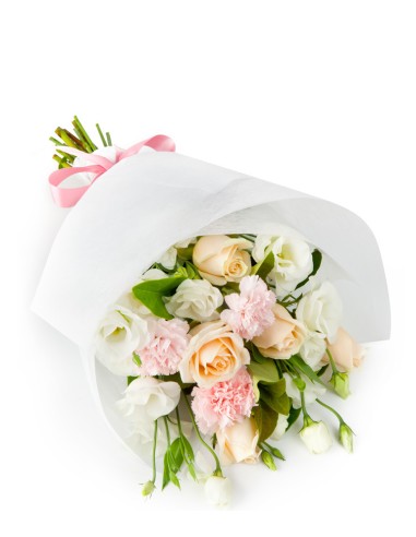 Funeral bouquet with mixed flowers in pastel shades | Turin Flowers