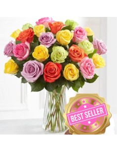 Bouquet di 24 rose miste colorate | Torino Fiori