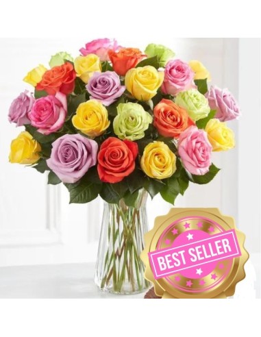 Bouquet di 24 rose miste colorate | Torino Fiori